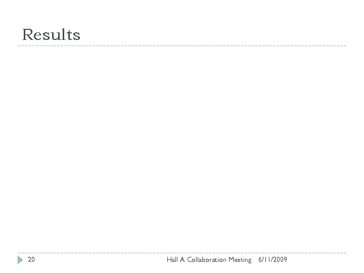 Results 20 Hall A Collaboration Meeting 6/11/2009 
