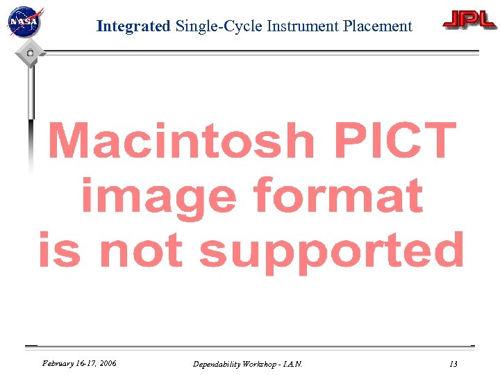 Integrated Single-Cycle Instrument Placement February 16 -17, 2006 Dependability Workshop - I. A. N.