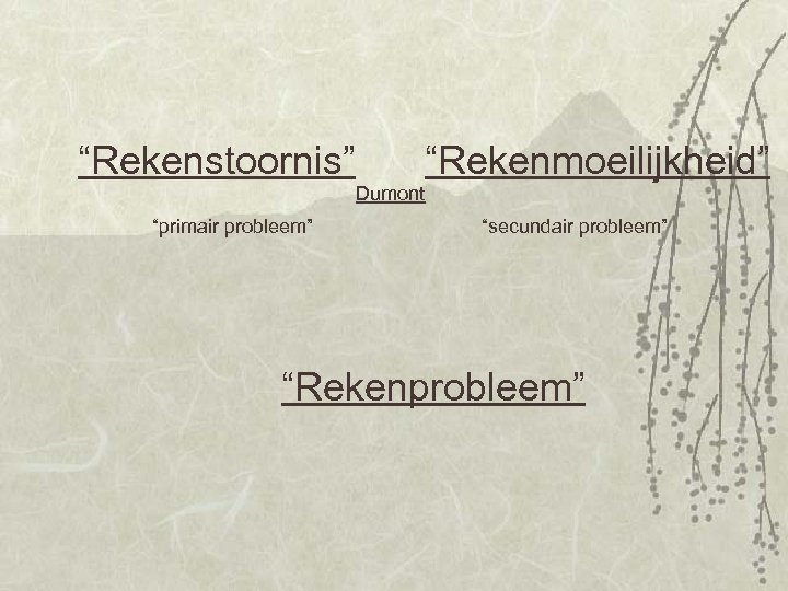 “Rekenstoornis” “Rekenmoeilijkheid” Dumont “primair probleem” “secundair probleem” “Rekenprobleem” 