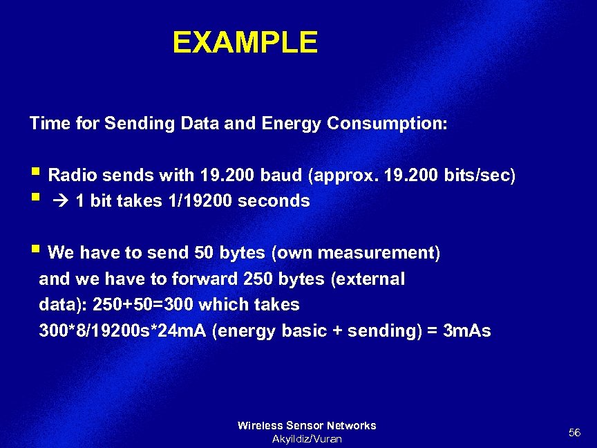 EXAMPLE Time for Sending Data and Energy Consumption: § Radio sends with 19. 200