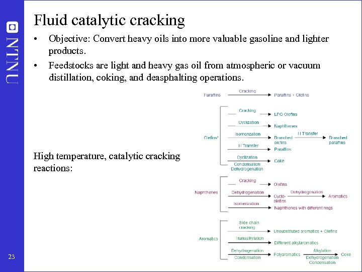 Fluid catalytic cracking • • Objective: Convert heavy oils into more valuable gasoline and