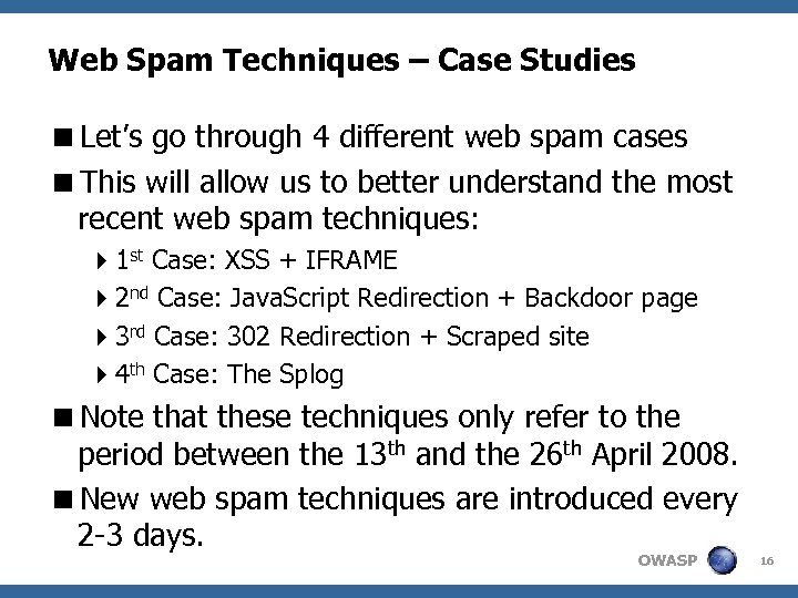 Web Spam Techniques – Case Studies <Let’s go through 4 different web spam cases