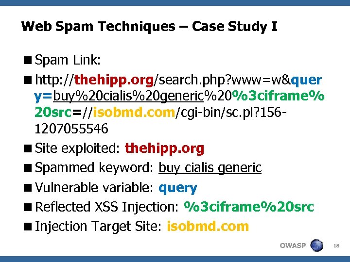 Web Spam Techniques – Case Study I <Spam Link: <http: //thehipp. org/search. php? www=w&quer