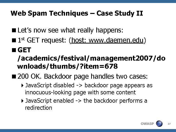 Web Spam Techniques – Case Study II <Let’s now see what really happens: <1