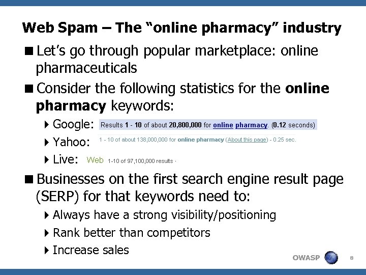 Web Spam – The “online pharmacy” industry <Let’s go through popular marketplace: online pharmaceuticals