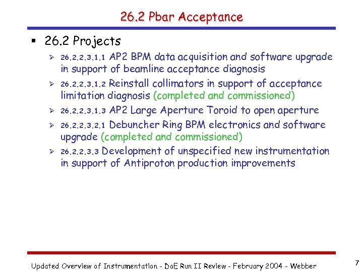 26. 2 Pbar Acceptance § 26. 2 Projects AP 2 BPM data acquisition and