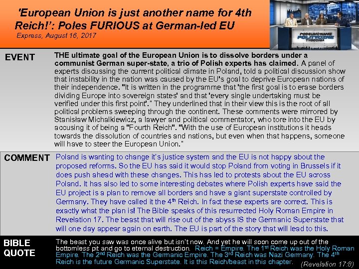 'European Union is just another name for 4 th Reich!’: Poles FURIOUS at German-led