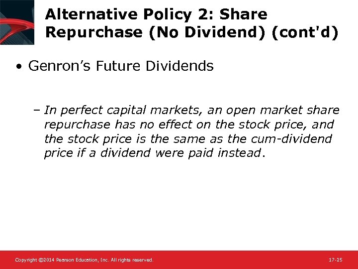 Alternative Policy 2: Share Repurchase (No Dividend) (cont'd) • Genron’s Future Dividends – In