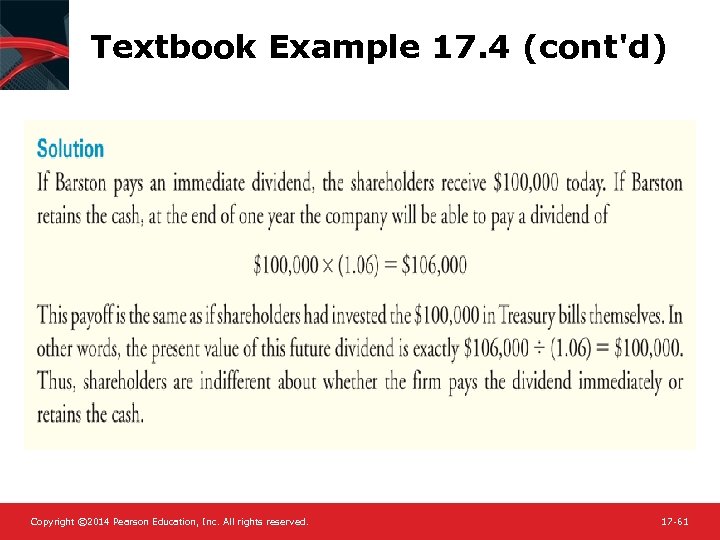 Textbook Example 17. 4 (cont'd) Copyright © 2014 Pearson Education, Inc. All rights reserved.