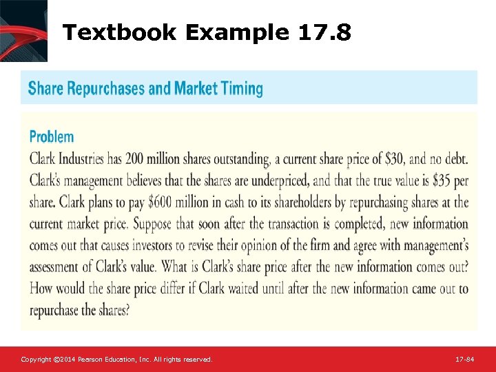 Textbook Example 17. 8 Copyright © 2014 Pearson Education, Inc. All rights reserved. 17