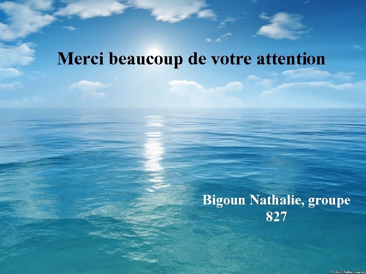 Merci beaucoup de votre attention Bigoun Nathalie, groupe 827 