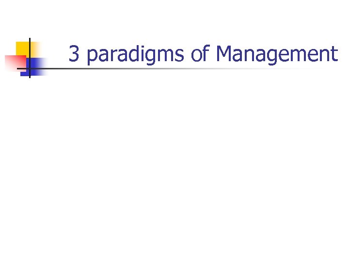 3 paradigms of Management 