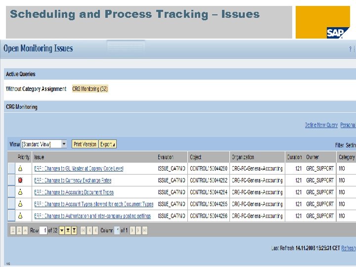 Scheduling and Process Tracking – Issues 16 
