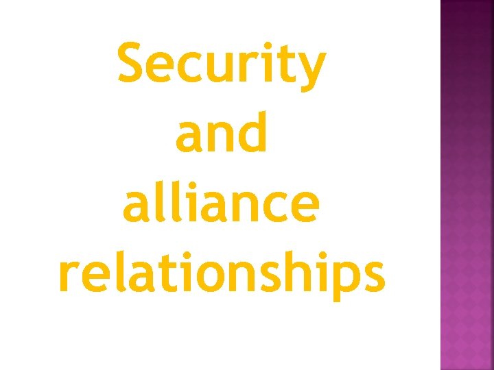 Security and alliance relationships 