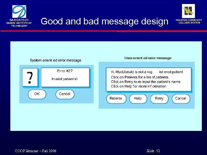 SAIGONTECH SAIGON INSTITUTE OF TECHNOLOGY Good and bad message design COOP Seminar – Fall