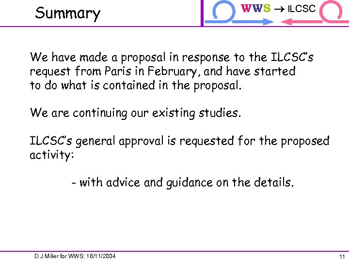 Summary WWS ILCSC ILCTRP We have made a proposal in response to the ILCSC’s