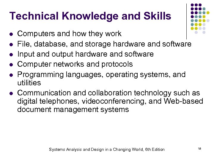 Technical Knowledge and Skills l l l Computers and how they work File, database,