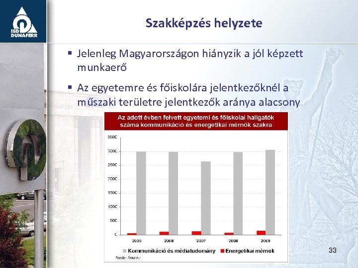 Szakképzés helyzete § Jelenleg Magyarországon hiányzik a jól képzett munkaerő § Az egyetemre és
