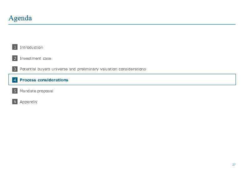 Agenda 1 Introduction • • 2 Investment case • 3 Potential buyers universe and