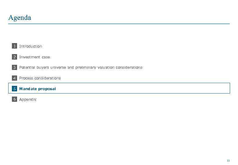 Agenda 1 Introduction • • 2 Investment case • 3 Potential buyers universe and