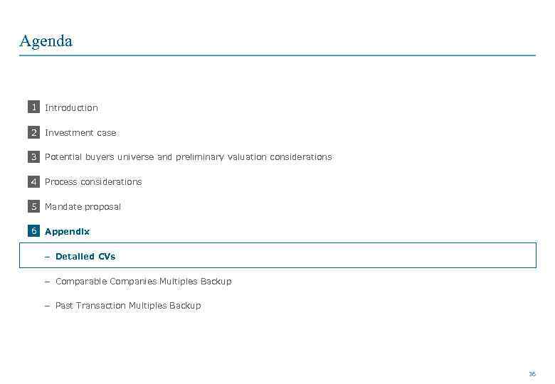 Agenda 1 Introduction • • 2 Investment case • 3 Potential buyers universe and