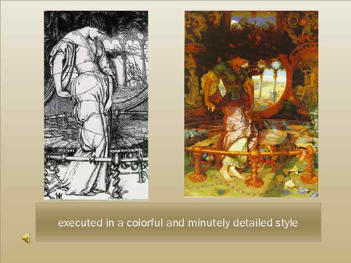 executed in a colorful and minutely detailed style 