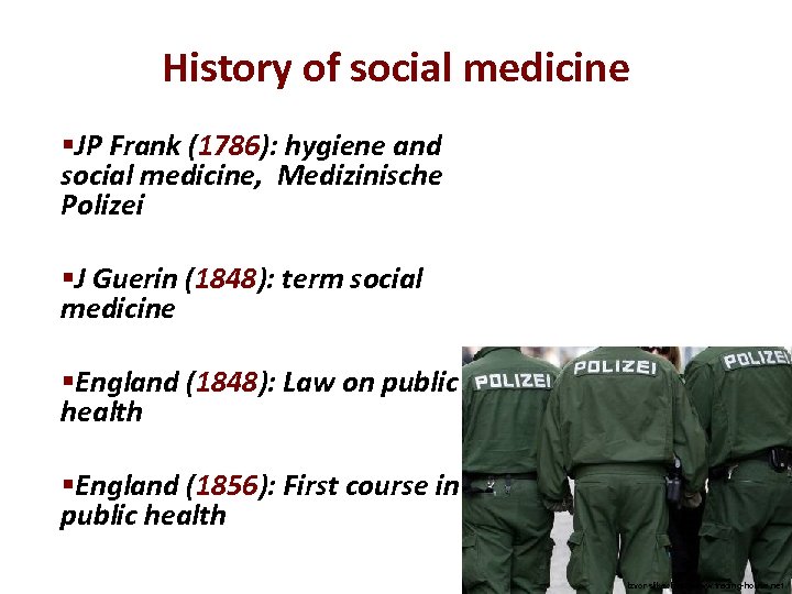 History of social medicine §JP Frank (1786): hygiene and social medicine, Medizinische Polizei §J