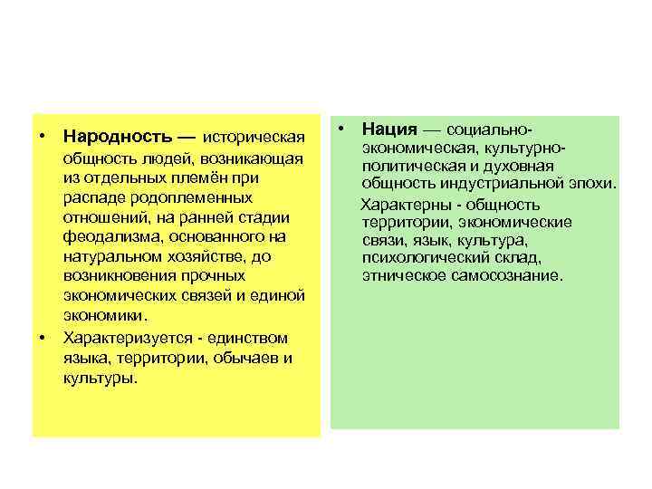  • Народность — историческая • общность людей, возникающая из отдельных племён при распаде