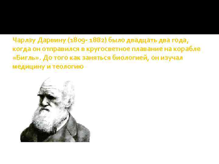 Чарлзу Дарвину (1809 - 1882) было двадцать два года, когда он отправился в кругосветное