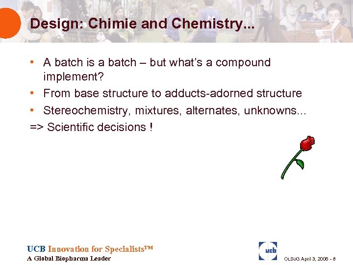 Design: Chimie and Chemistry. . . • A batch is a batch – but