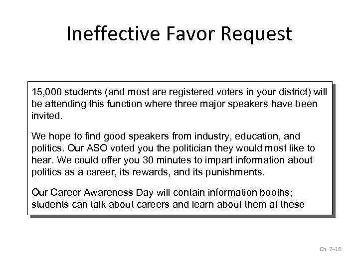 Ineffective Favor Request 15, 000 students (and most are registered voters in your district)