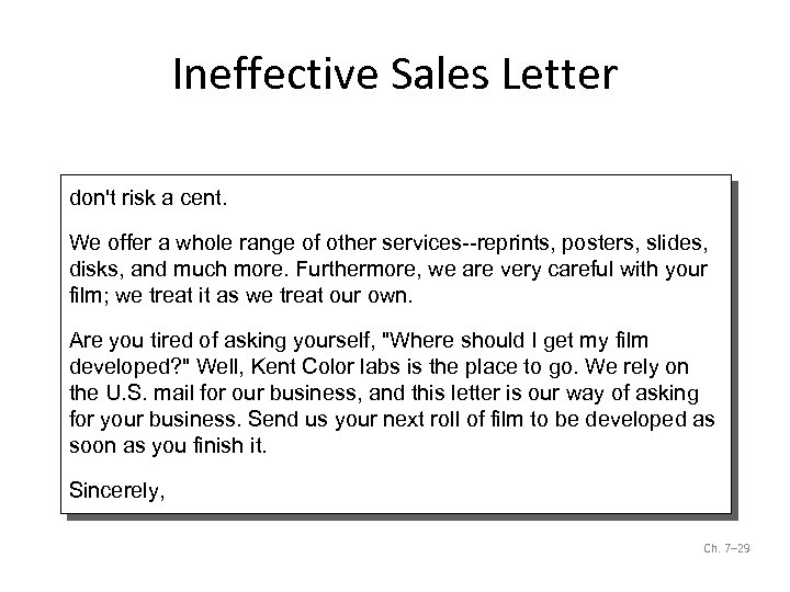 Ineffective Sales Letter don't risk a cent. We offer a whole range of other