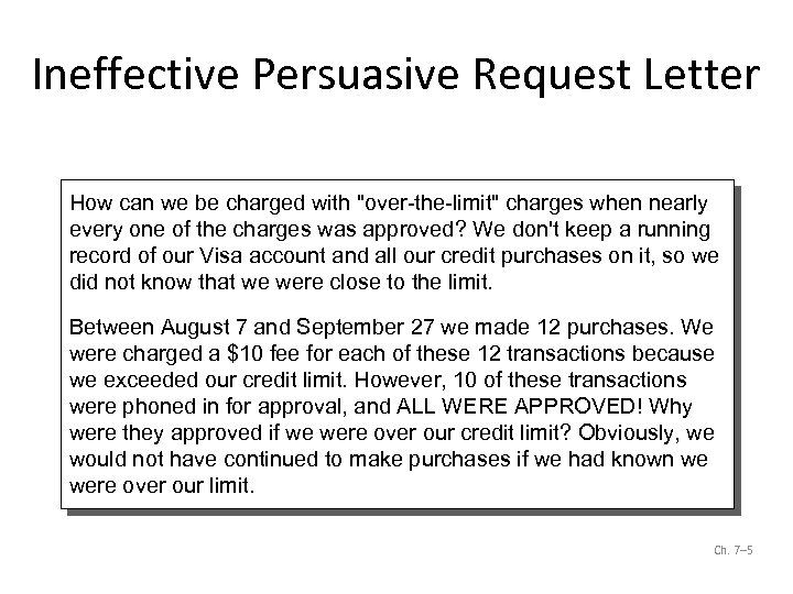Ineffective Persuasive Request Letter How can we be charged with "over-the-limit" charges when nearly