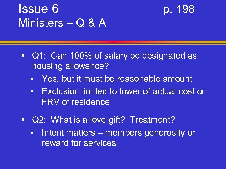 Issue 6 p. 198 Ministers – Q & A § Q 1: Can 100%