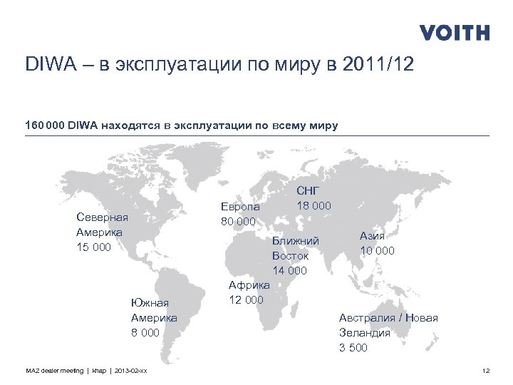 DIWA – в эксплуатации по миру в 2011/12 160 000 DIWA находятся в эксплуатации