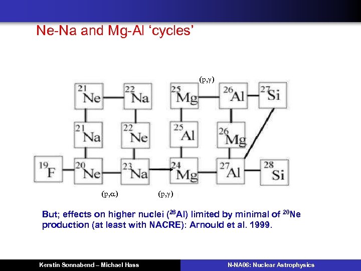 Ne-Na and Mg-Al ‘cycles’ (p, g) (p, a) (p, g) But; effects on higher