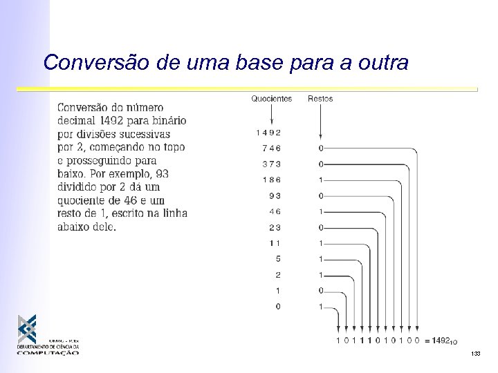 Conversão de uma base para a outra 133 