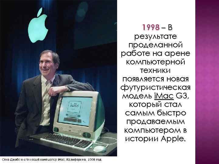 1998 – В результате проделанной работе на арене компьютерной техники появляется новая футуристическая модель