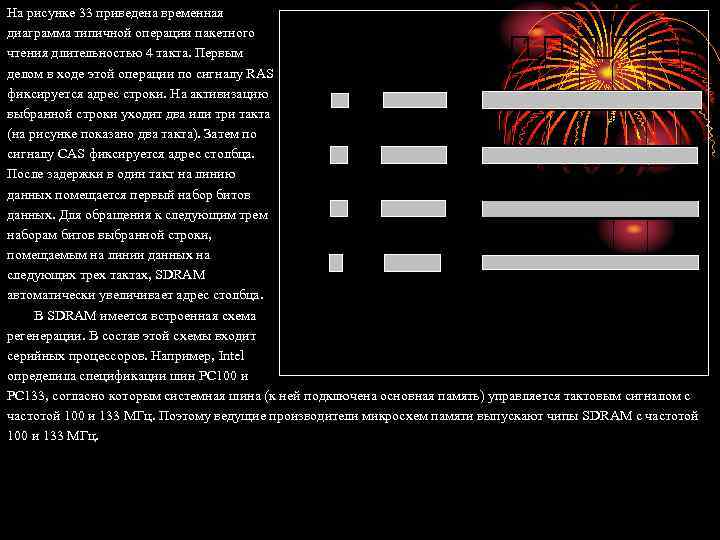 На рисунке 33 приведена временная Тактовые импульсы диаграмма типичной операции пакетного чтения длительностью 4