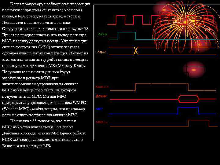 Когда процессору необходима информация из памяти и при этом он является хозяином шины, в