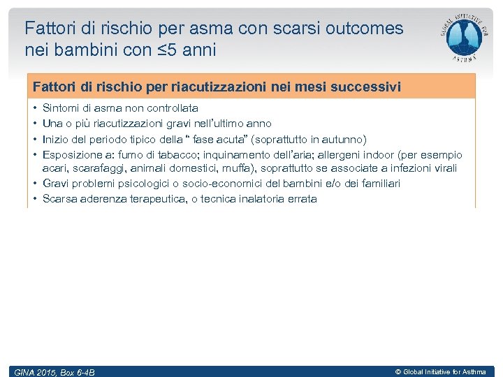 Fattori di rischio per asma con scarsi outcomes nei bambini con ≤ 5 anni