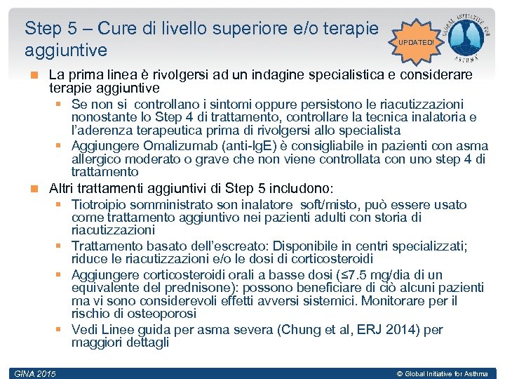 Step 5 – Cure di livello superiore e/o terapie aggiuntive UPDATED! La prima linea