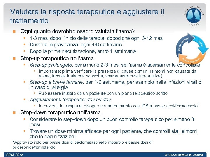 Valutare la risposta terapeutica e aggiustare il trattamento Ogni quanto dovrebbe essere valutata l’asma?