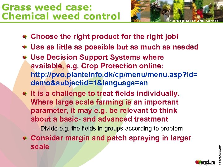 Grass weed case: Chemical weed control FOOD QUALITY AND SAFETY Choose the right product