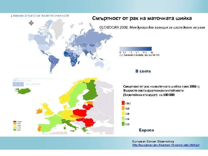 Смъртност от рак на маточната шийка GLOBOCAN 2008, Международна агенция за изследване на рака