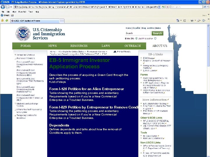 EB-5 Immigrant Investor Application Process Describes the process of acquiring a Green Card through