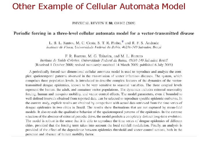 Other Example of Cellular Automata Model 