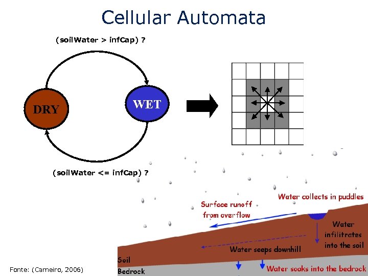 Cellular Automata (soil. Water > inf. Cap) ? DRY WET (soil. Water <= inf.