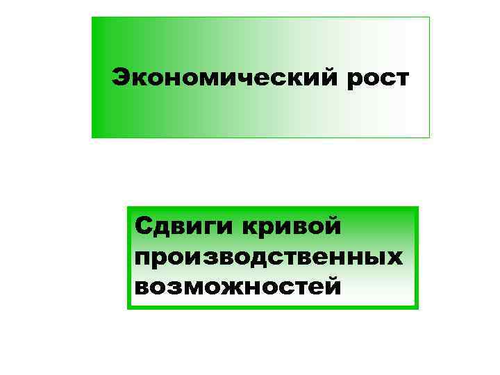 Экономический рост Сдвиги кривой производственных возможностей 