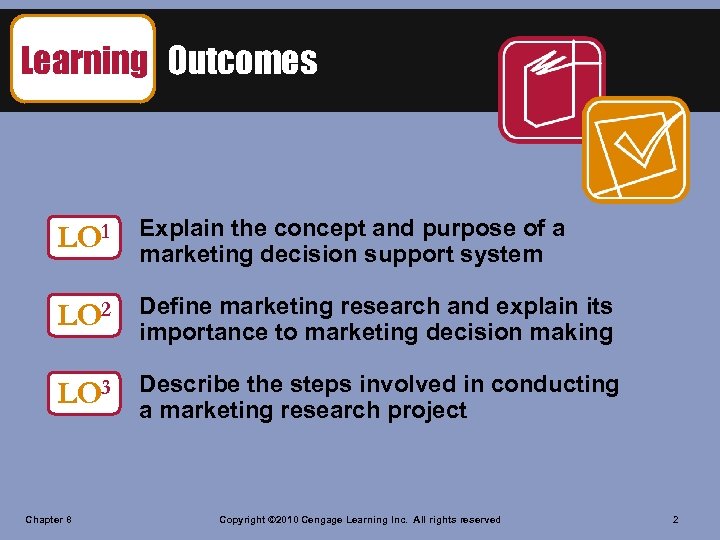 Learning Outcomes LO 1 Explain the concept and purpose of a marketing decision support